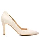 Paula Pumps aus nudefarbenem Samt aus Veloursleder - Absatz 7 cm