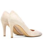 Paula Pumps aus nudefarbenem Samt aus Veloursleder - Absatz 7 cm