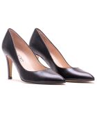 Paula schwarze Lederpumps - 7 cm Absatz