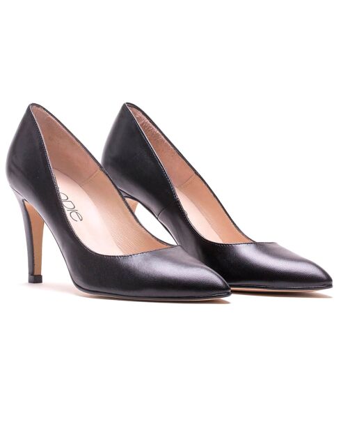 Paula schwarze Lederpumps - 7 cm Absatz