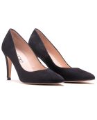 Paula zwarte fluwelen leren pumps - hak van 7 cm