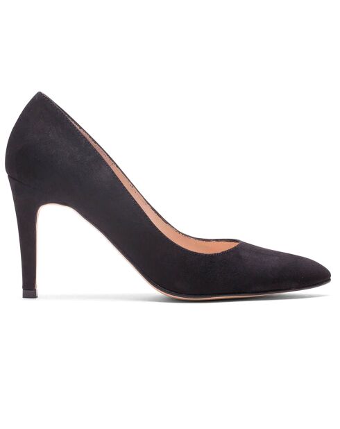 Paula zwarte fluwelen leren pumps - hak van 7 cm