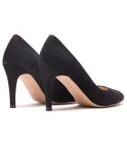 Paula zwarte fluwelen leren pumps - hak van 7 cm