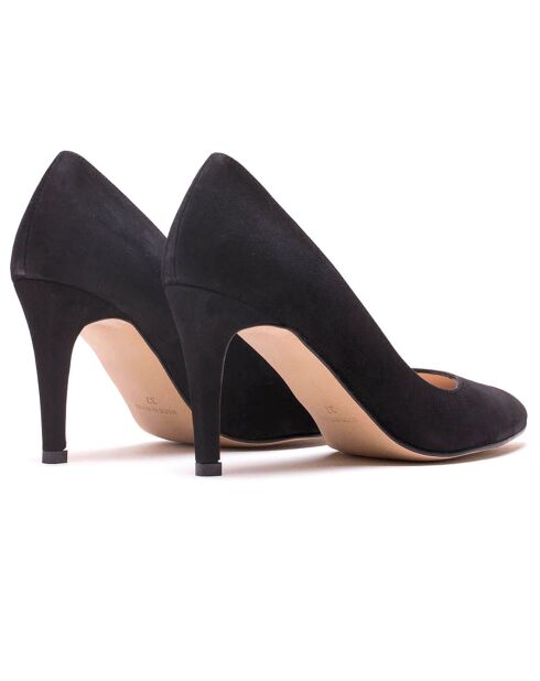 Paula zwarte fluwelen leren pumps - hak van 7 cm