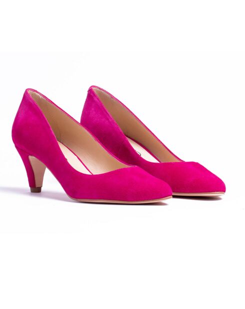 Maria fushia fluwelen leren pumps - hak van 5,5 cm