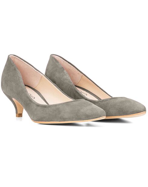 Escarpins en Velours de Cuir Noemi gris