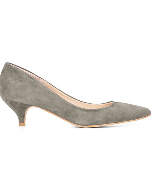 Escarpins en Velours de Cuir Noemi gris