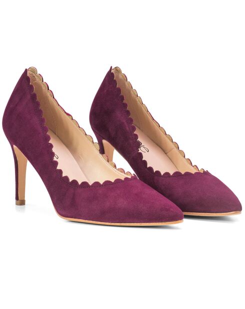 Carmen paarse fluwelen leren pumps - hak 8,5 cm