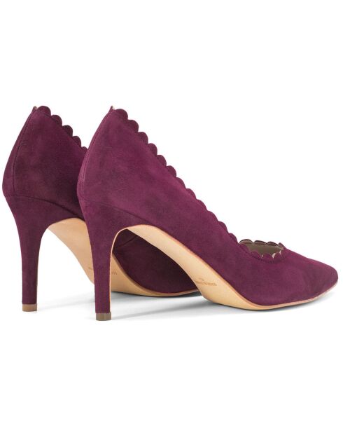 Carmen paarse fluwelen leren pumps - hak 8,5 cm