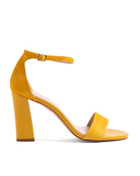 Sandalias Wila de piel aterciopelada amarillas - Tacón de 10 cm