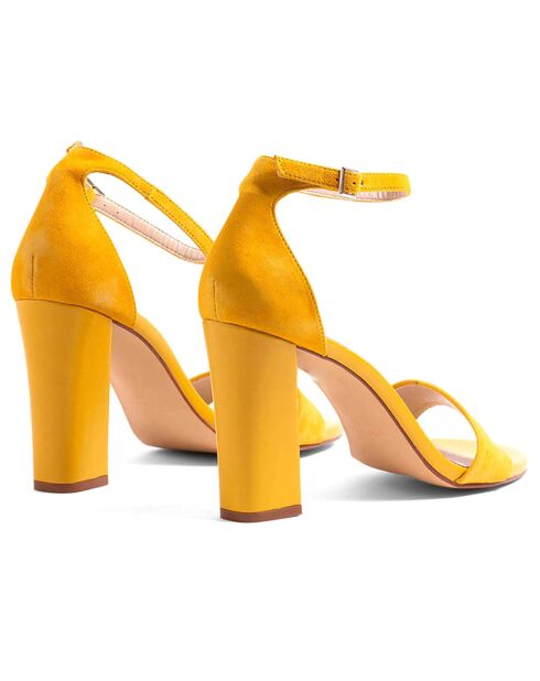 Sandalias Wila de piel aterciopelada amarillas - Tacón de 10 cm