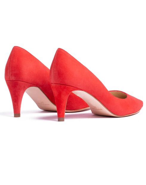 Escarpins en Velours de Cuir Alizee rouges - Talon 5 cm