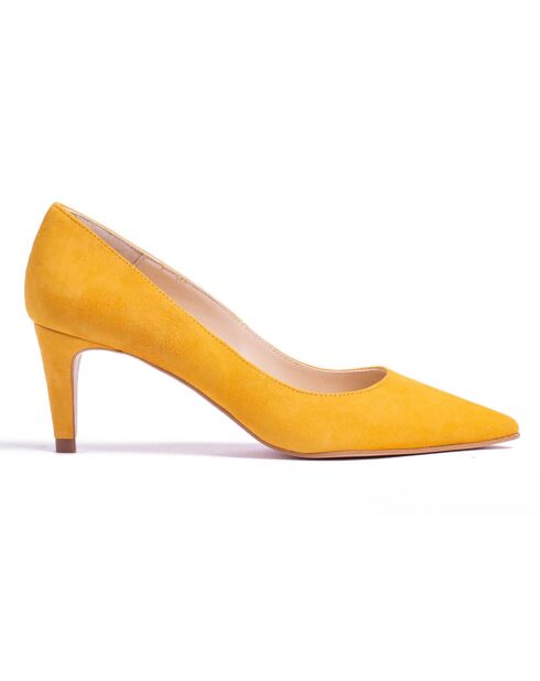 Escarpins en Velours de Cuir Alizee jaunes - Talon 5 cm