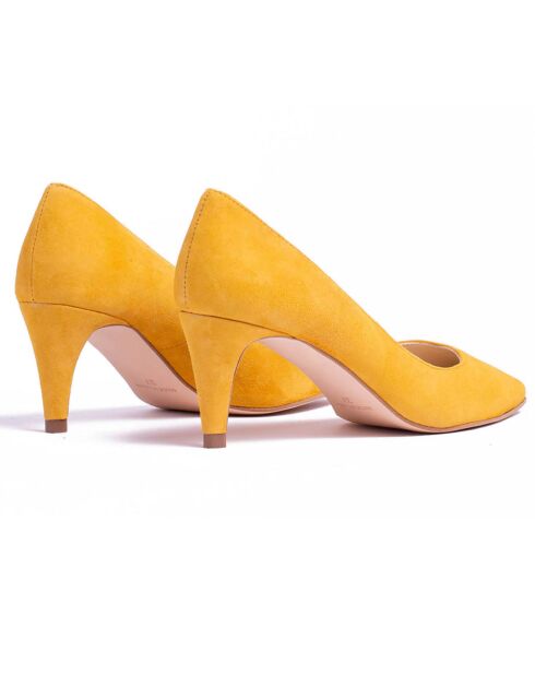 Escarpins en Velours de Cuir Alizee jaunes - Talon 5 cm