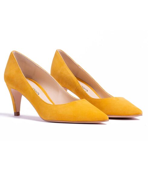 Escarpins en Velours de Cuir Alizee jaunes - Talon 5 cm