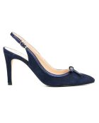 Slingback Annette Marine in pelle vellutata - tacco 8 cm
