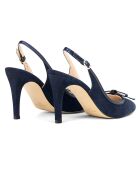 Slingback Annette Marine in pelle vellutata - tacco 8 cm