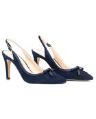 Slingback Annette Marine in pelle vellutata - tacco 8 cm