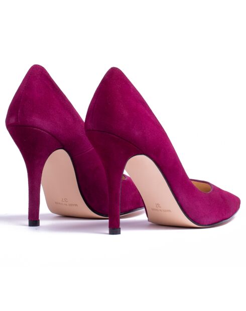 Brigitte paarse fluwelen leren pumps - hak 9,5 cm