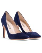 Marineblauwe pumps van suède van Brigitte - hak van 9,5 cm