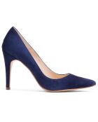 Marineblauwe pumps van suède van Brigitte - hak van 9,5 cm