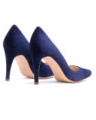 Marineblauwe pumps van suède van Brigitte - hak van 9,5 cm