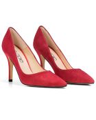 Brigitte Pumps aus rotem Samt aus Leder - 9,5 cm Absatz