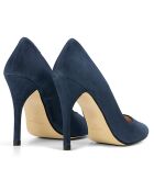 Marineblauwe fluwelen leren pumps van Geraldine - hak van 9,5 cm