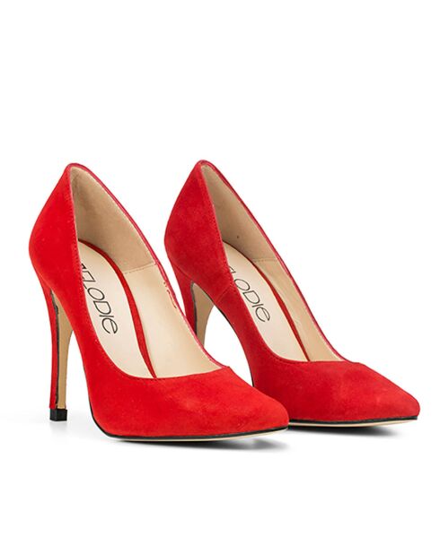 Escarpins en Velours de Cuir Geraldine rouges - Talon 9.5 cm