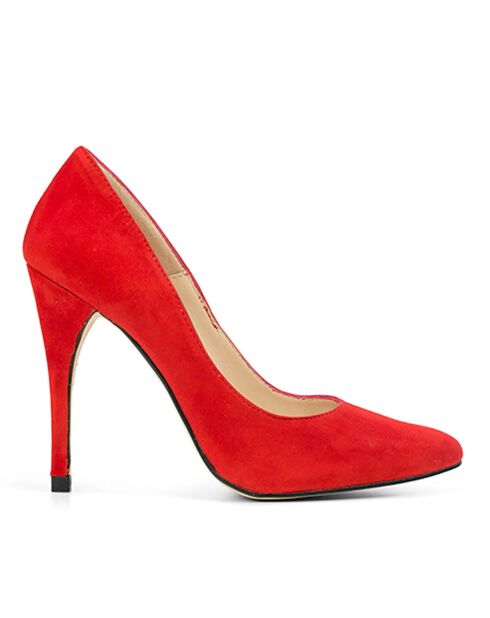 Escarpins en Velours de Cuir Geraldine rouges - Talon 9.5 cm
