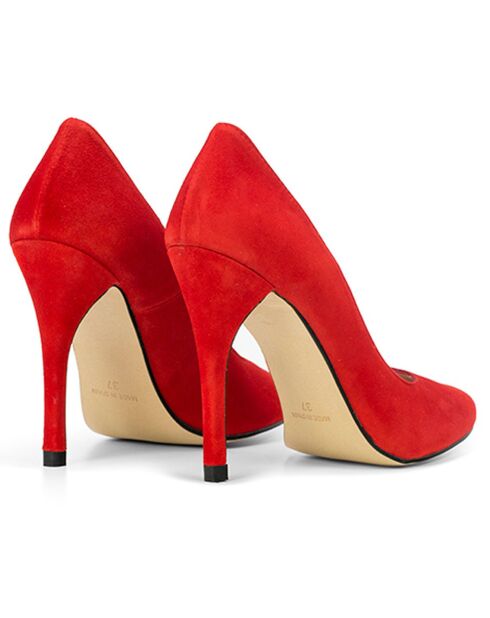 Escarpins en Velours de Cuir Geraldine rouges - Talon 9.5 cm