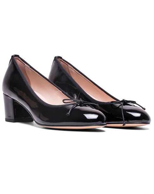 Ballerines en Cuir vernis Lorraine noires - Talon 5 cm