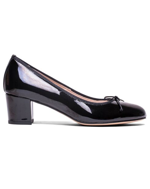 Ballerines en Cuir vernis Lorraine noires - Talon 5 cm