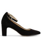 Babies en Velours de Cuir Dominique noirs - Talon 5 cm