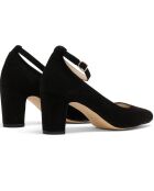 Babies en Velours de Cuir Dominique noirs - Talon 5 cm