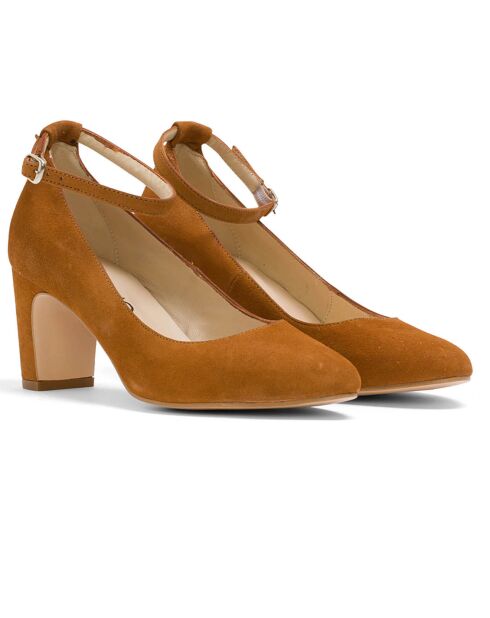 Dominique Camel Velvet leer voor baby's - hak van 5 cm