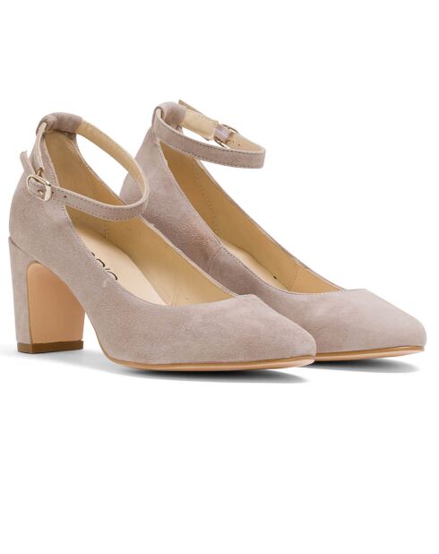 Neonati Dominique in pelle di velluto beige - tacco 5 cm