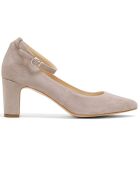 Neonati Dominique in pelle di velluto beige - tacco 5 cm
