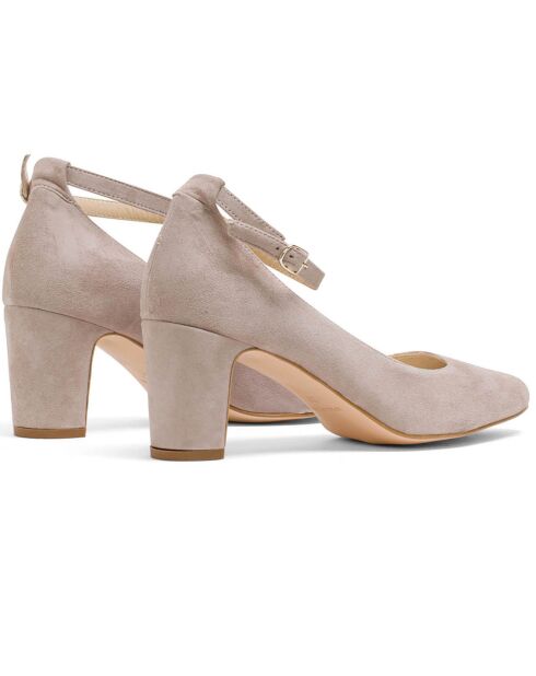 Neonati Dominique in pelle di velluto beige - tacco 5 cm