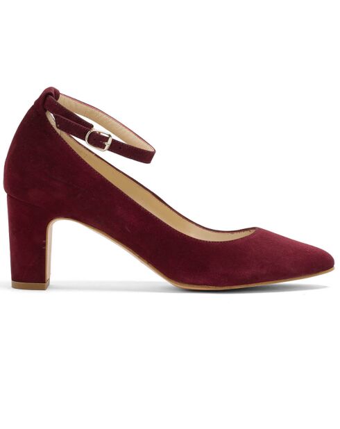 Dominique Burgundy Velvet leer voor baby's - hak van 5 cm