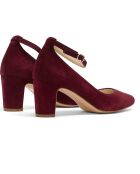 Dominique Burgundy Velvet leer voor baby's - hak van 5 cm