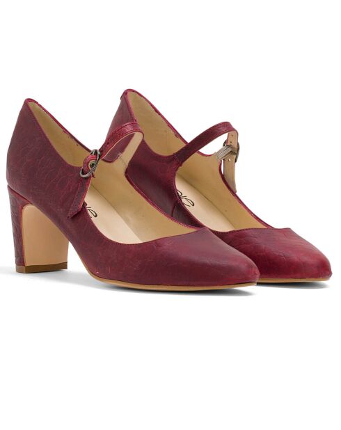 Gabrielle Babys aus Leder in Burgunderrot, Absatz 5 cm