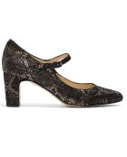 Gabrielle Sandalen aus Samt und Leder in Schwarz/Silber — 5 cm Absatz