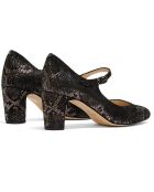 Gabrielle Sandalen aus Samt und Leder in Schwarz/Silber — 5 cm Absatz