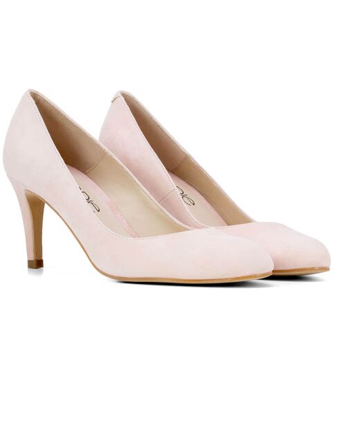 Escarpins en Velours de Cuir Renata nude - Talon 7 cm