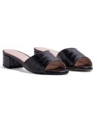 Schwarze Lederpantoletten Sofia