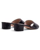 Schwarze Lederpantoletten Sofia