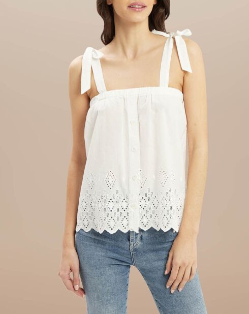 Top Tilla ecru con ricamo