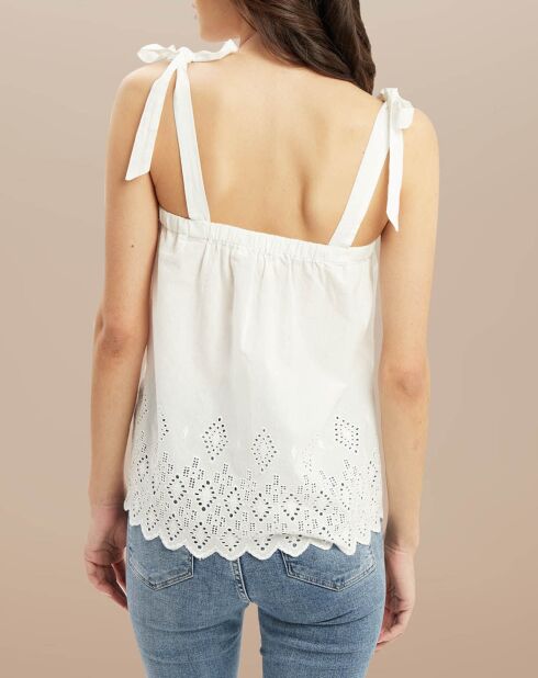 Top Tilla ecru con ricamo