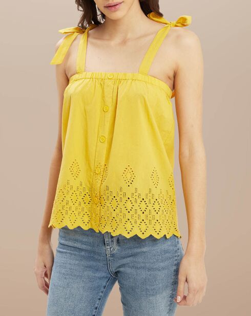 Top Tilla broderies jaune